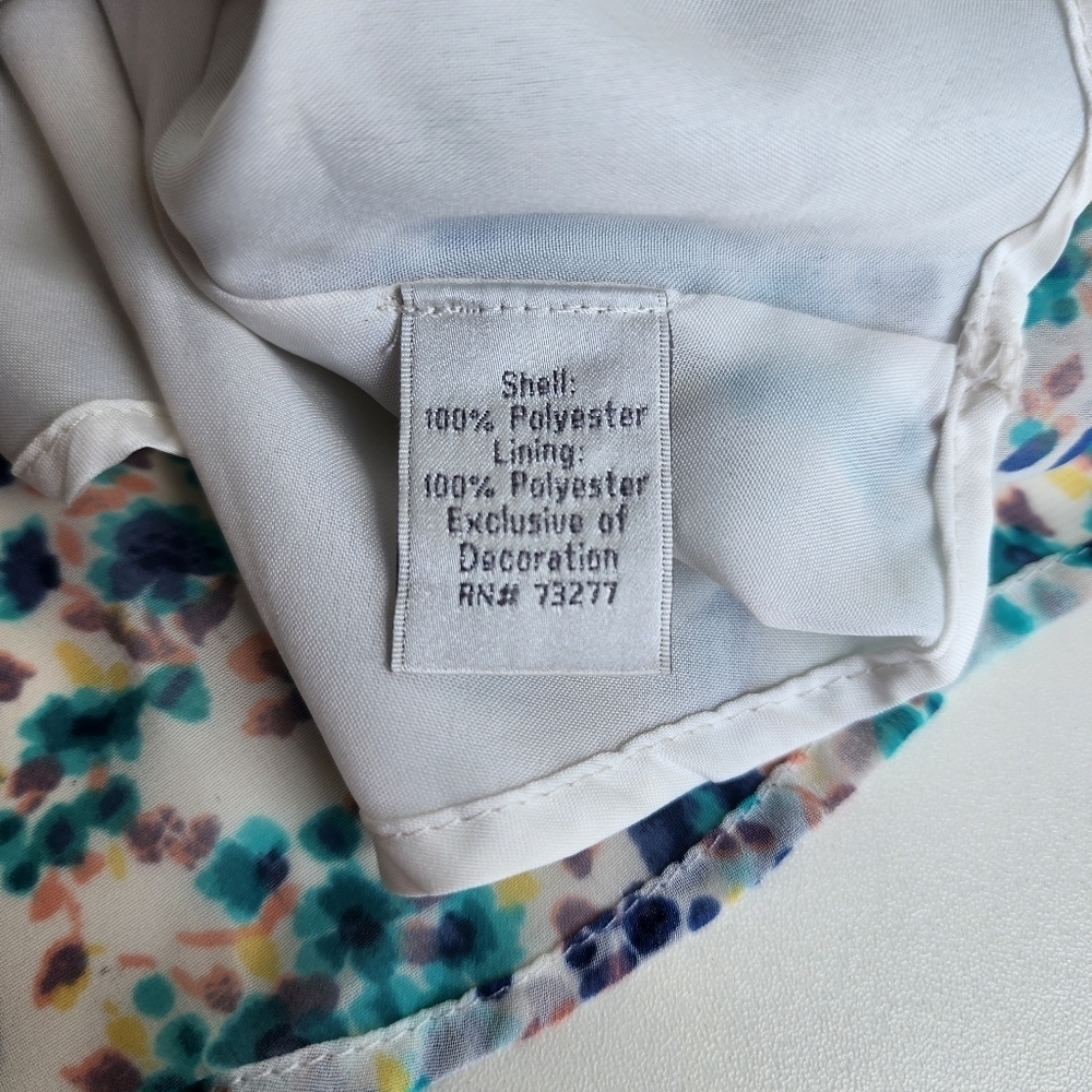 LC LAUREN CONRAD Crochet Racerback Floral Top White Blue Women’s Top Sheer Sz S - Picture 13 of 13